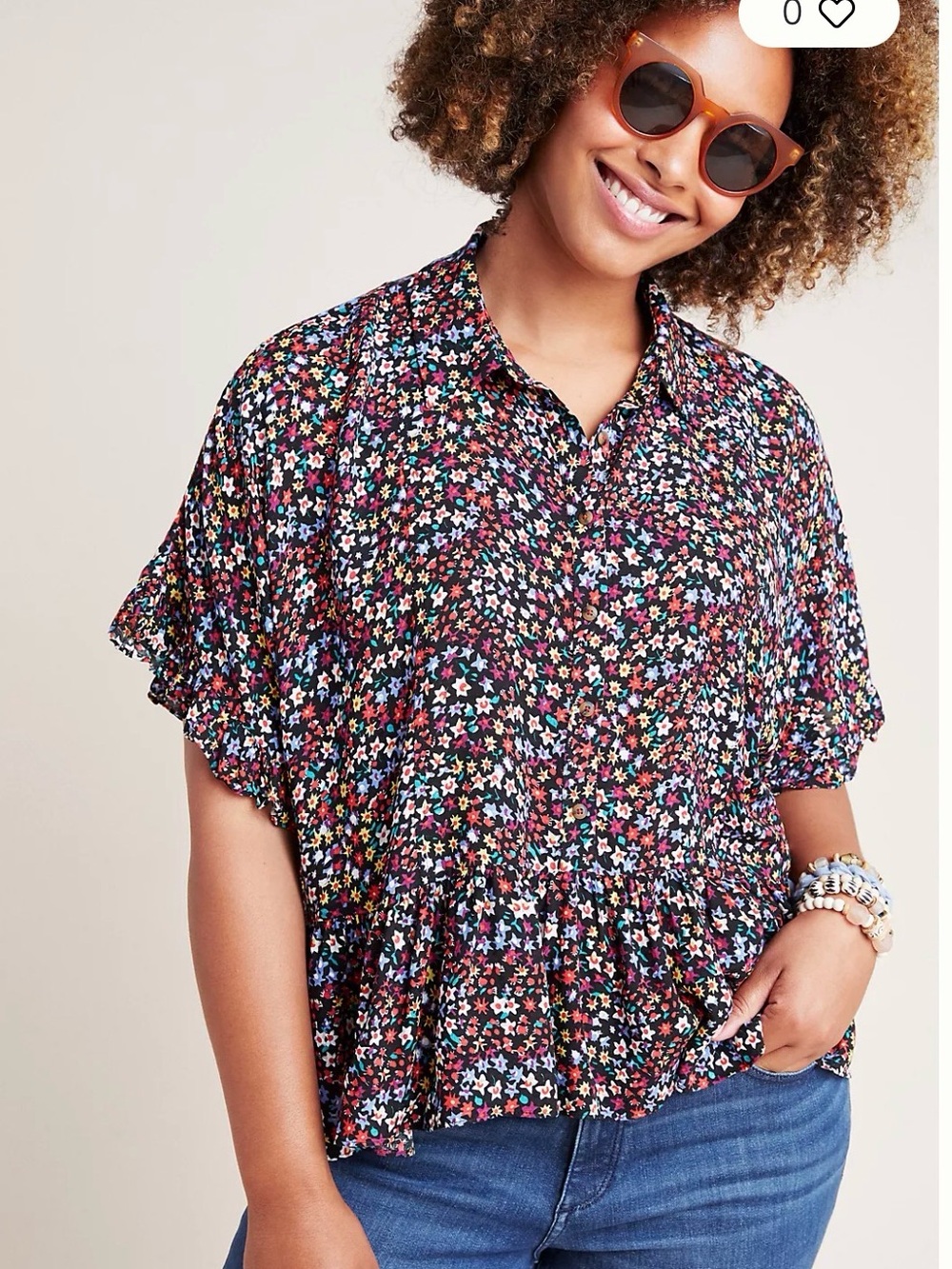 Mauve by Anthropologie Alexia Bedruckte Bluse floral size small